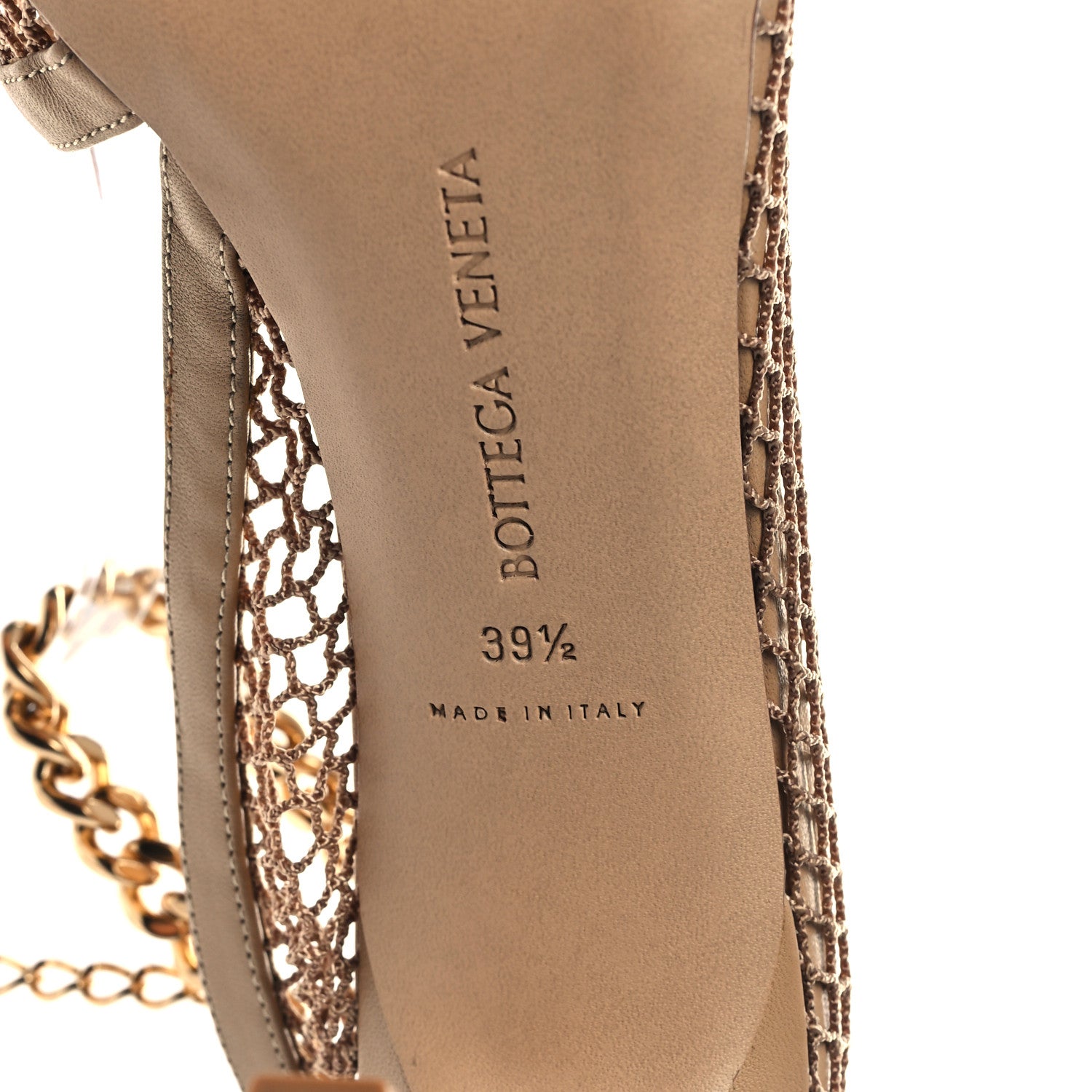 Bottega Veneta Mesh Nappa Chunky Chain Sandals 39.5 Beige Pony 6 of 8