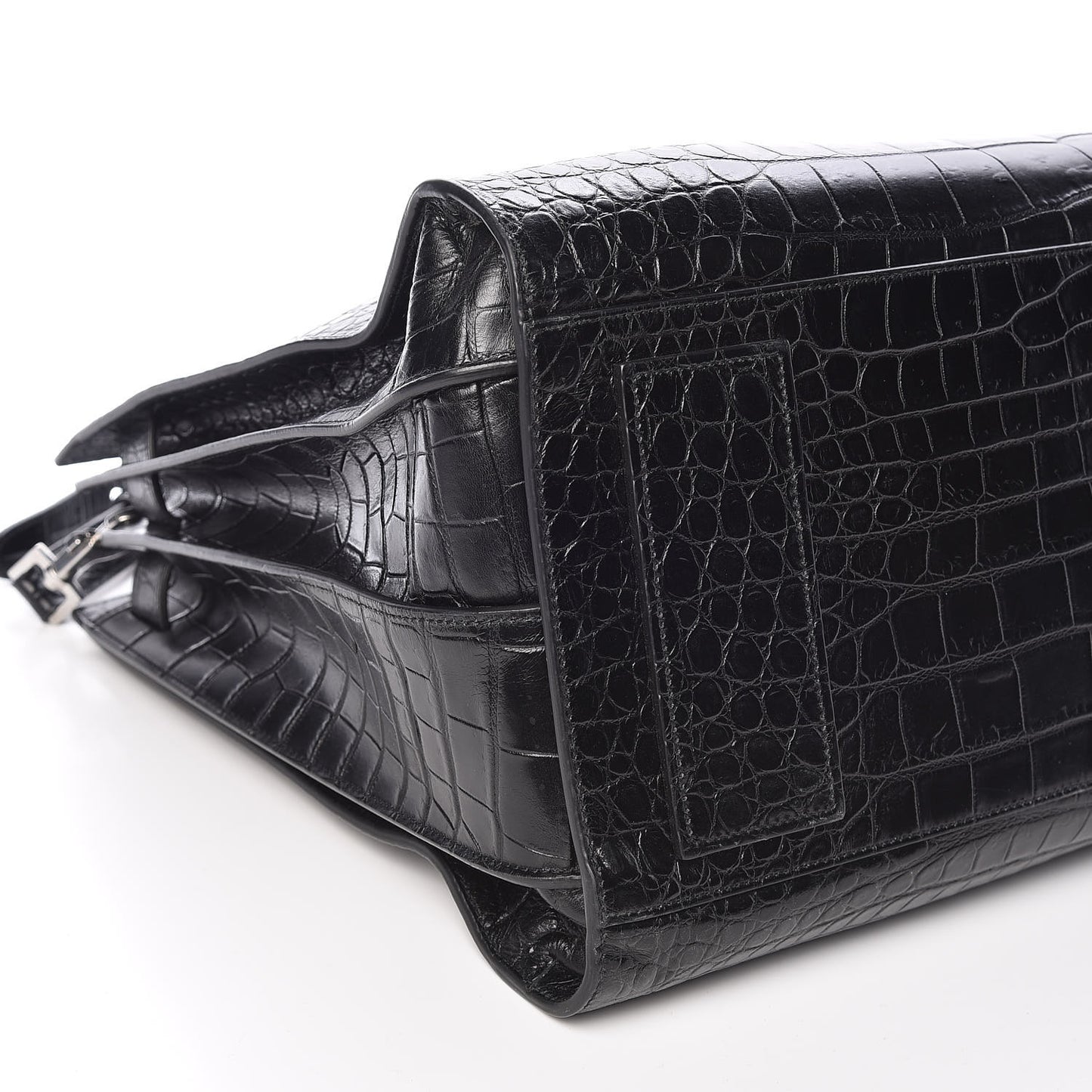 Calfskin Crocodile Embossed Large Souple Sac De Jour Black