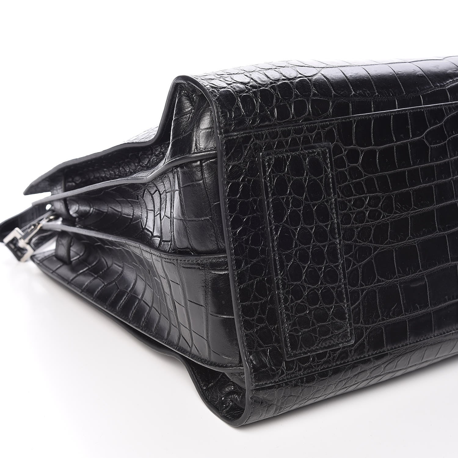 Saint Laurent Calfskin Crocodile Embossed Large Souple Sac De Jour Black 8 of 9