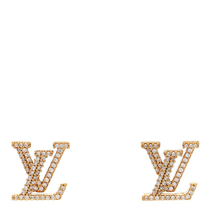 Louis Vuitton Metal Crystal LV Iconic Earrings Gold 1 of 6