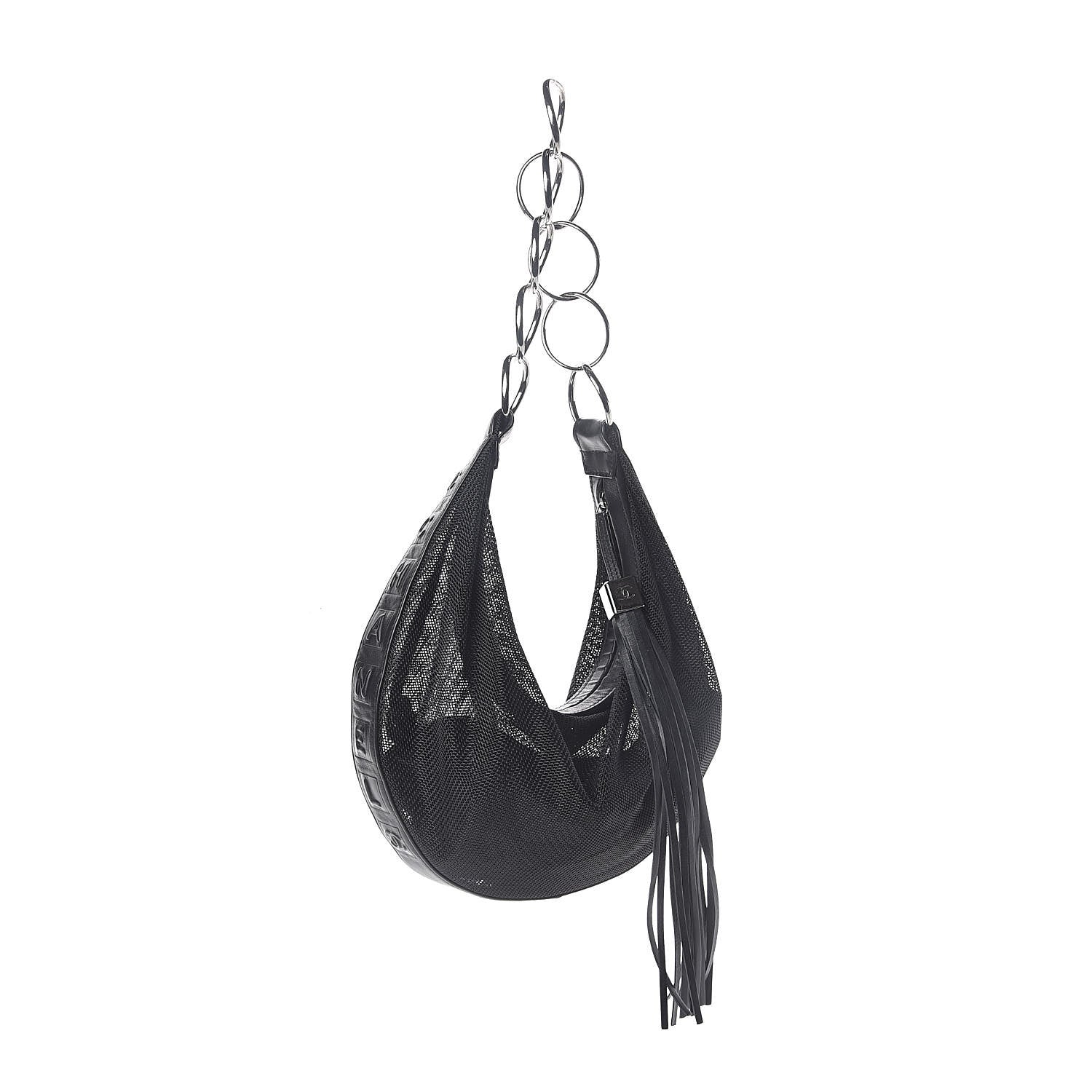 Chanel Mesh Calfskin Sport Tassel Hobo Black 3 of 9