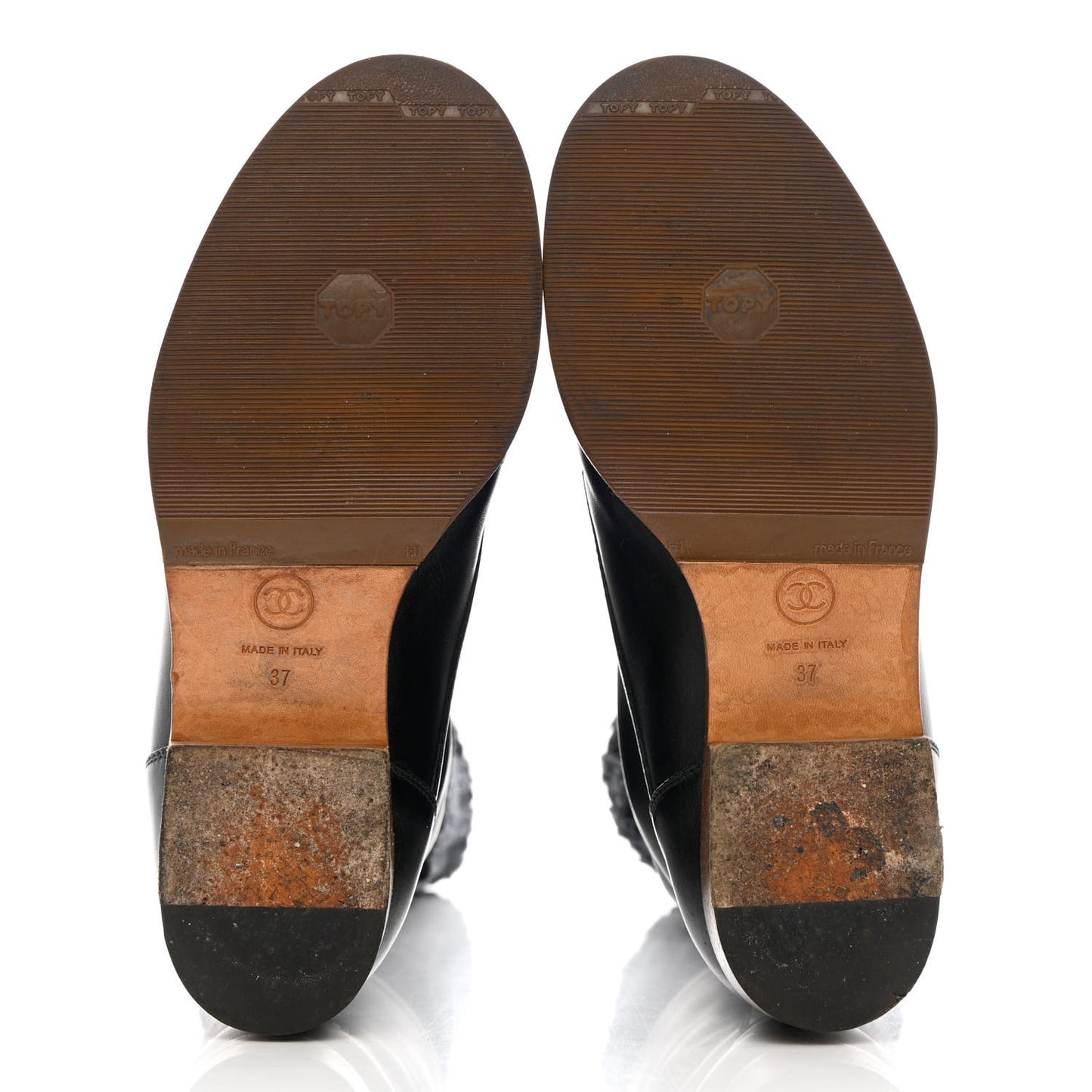 Calfskin Sock High CC Combat Boots 37 Black