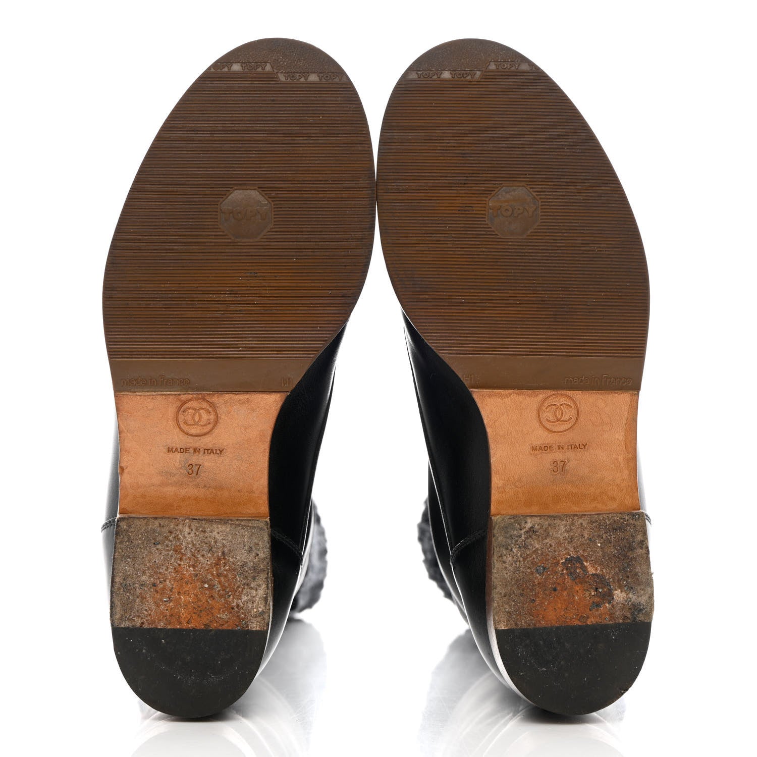 Chanel Calfskin Sock High CC Combat Boots 37 Black 5 of 13