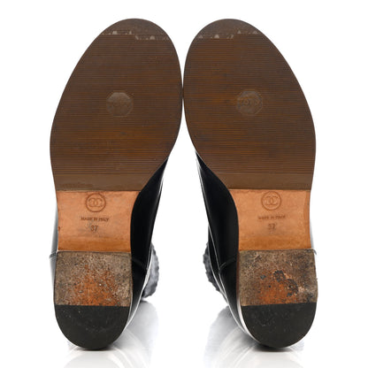 Chanel Calfskin Sock High CC Combat Boots 37 Black 5 of 13