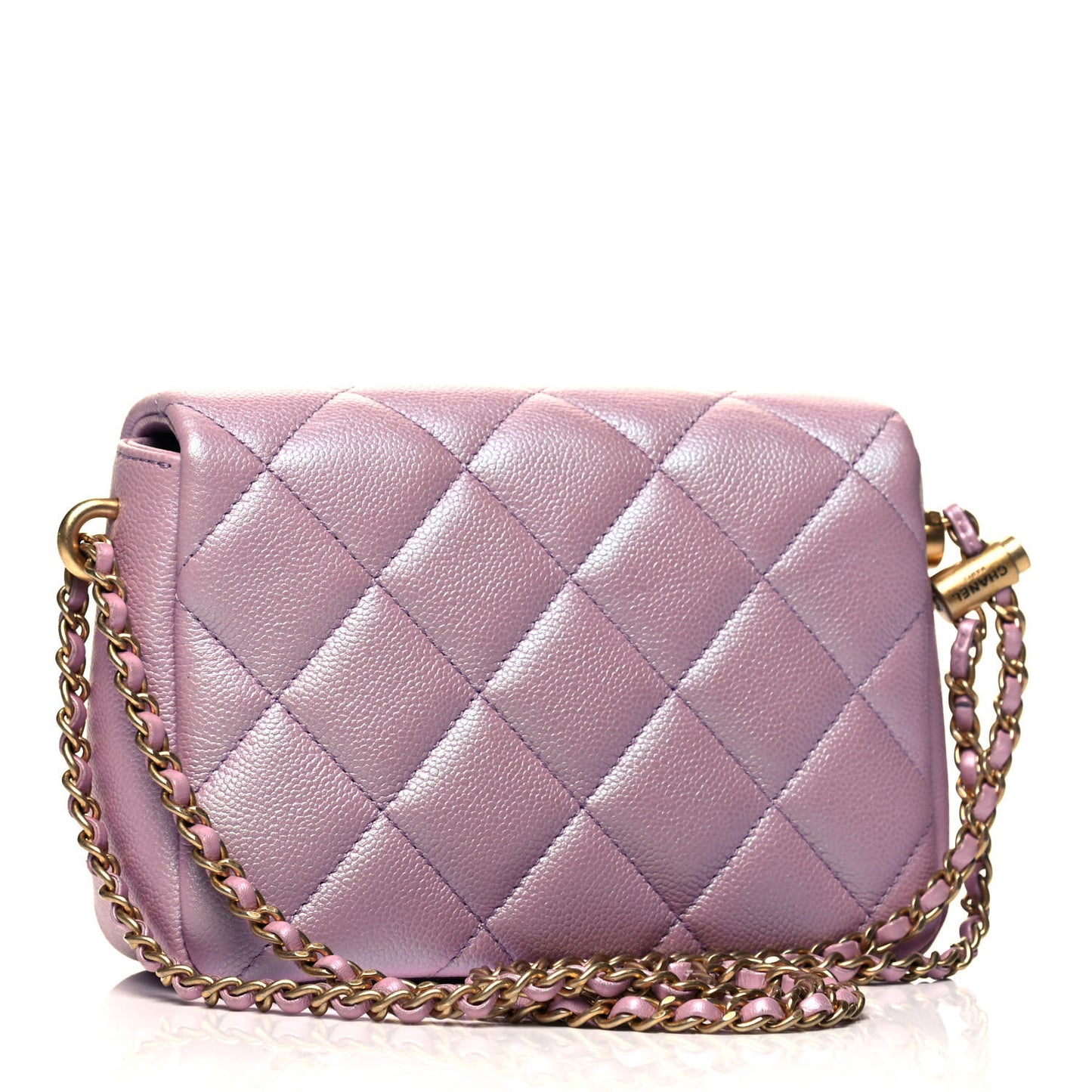Iridescent Caviar Quilted Mini My Perfect Flap Pink