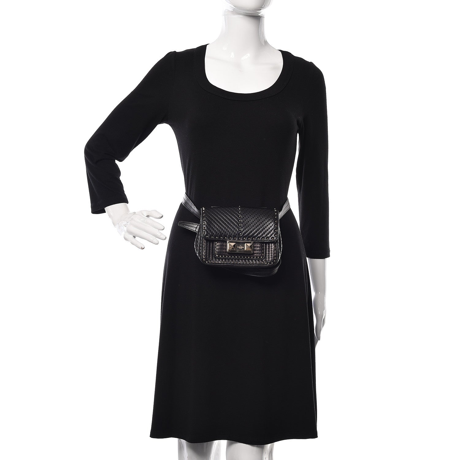 Valentino Garavani Lambskin ZiggyStud Rockstud Convertible Crossbody Belt Bag Black 2 of 12