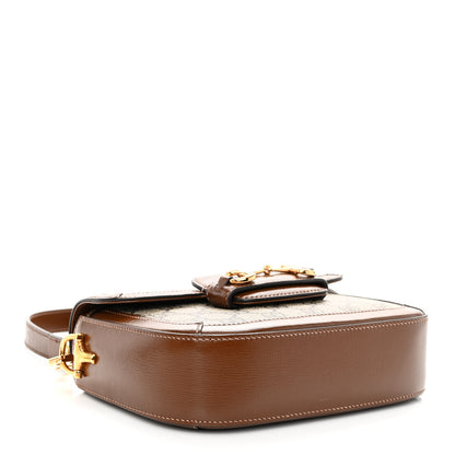 Gucci GG Supreme Monogram Azalea Calfskin Web Mini Horsebit 1955 Shoulder Bag Beige Ebony Brown Sugar 4 of 10