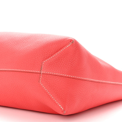 Hermes Taurillon Clemence Double Sens 45 Reversible Tote Rouge Casaque Rose Jaipur 16 of 19