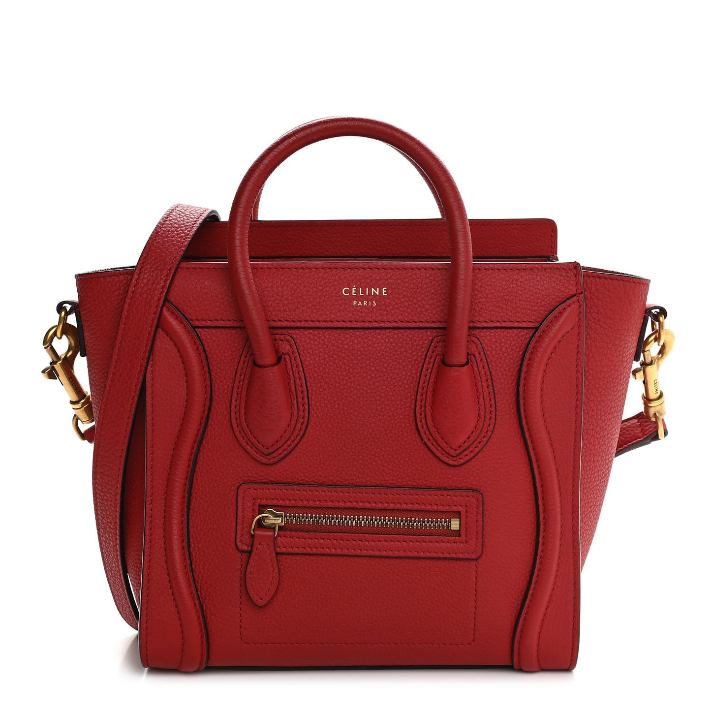 Drummed Calfskin Nano Luggage Red