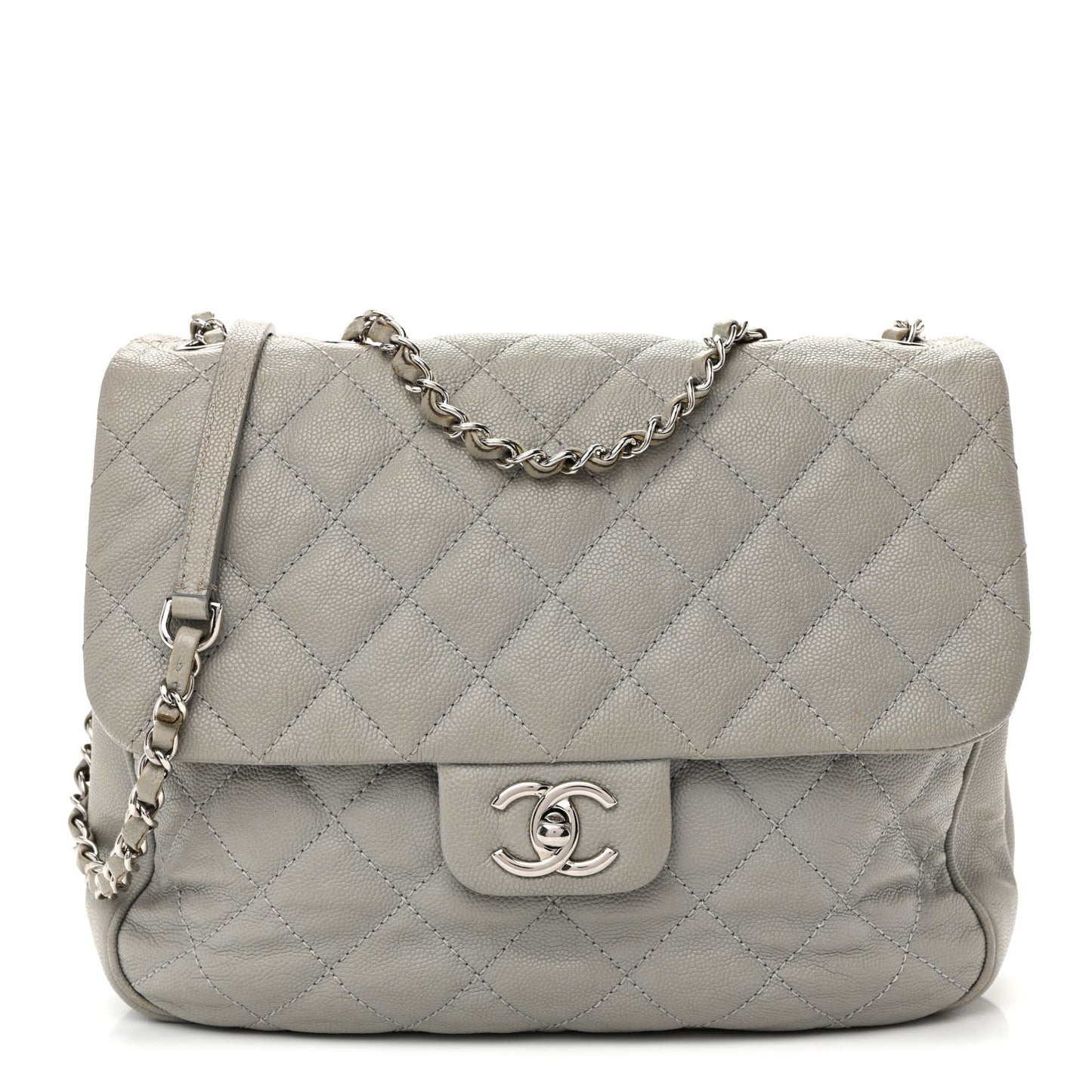 Caviar Quilted Large Urban Companion Flap Grey