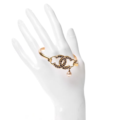 Chanel Pearl Crystal CC Bangle Gold Pink 2 of 5
