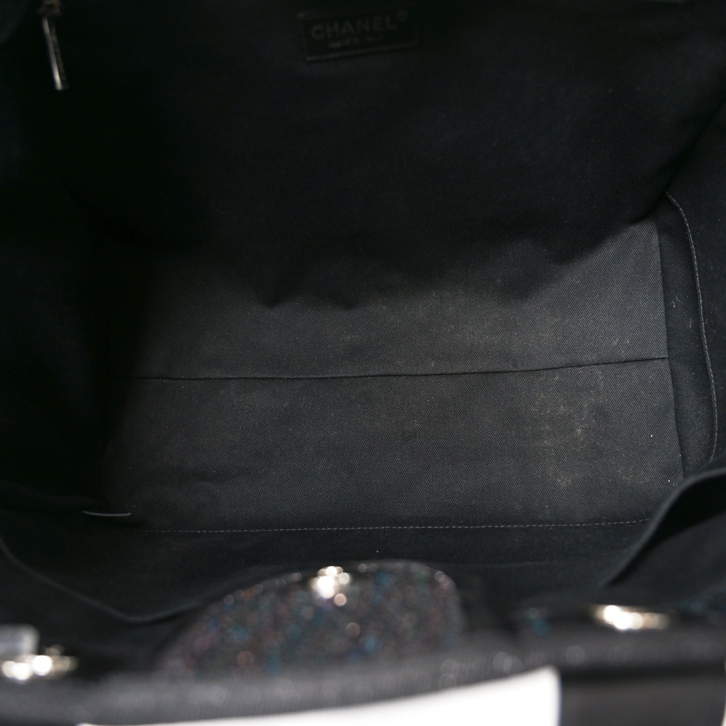 Calfskin Sequin Medium Deauville Tote Black