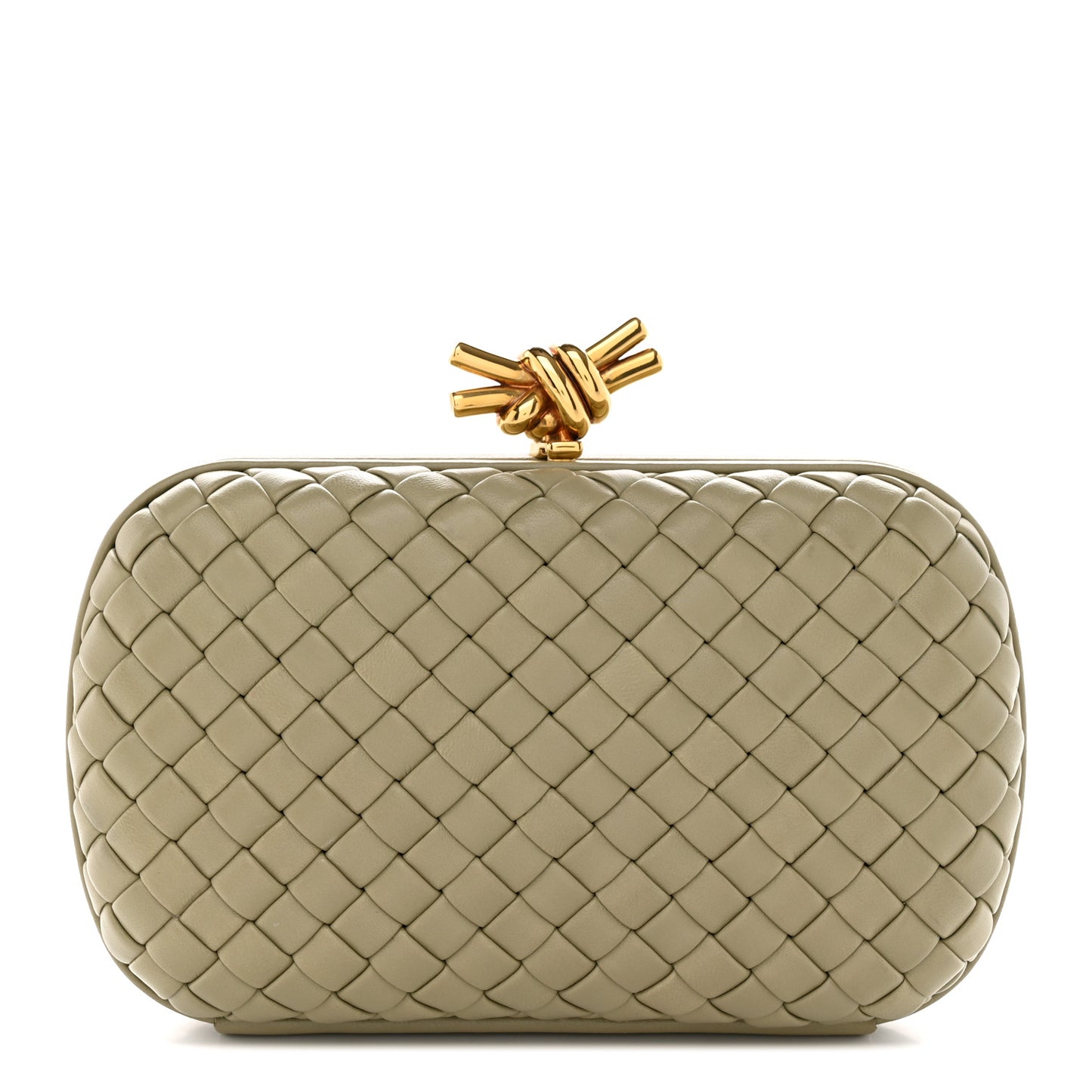 Nappa Intrecciato Minaudiere Knot Clutch Travertine