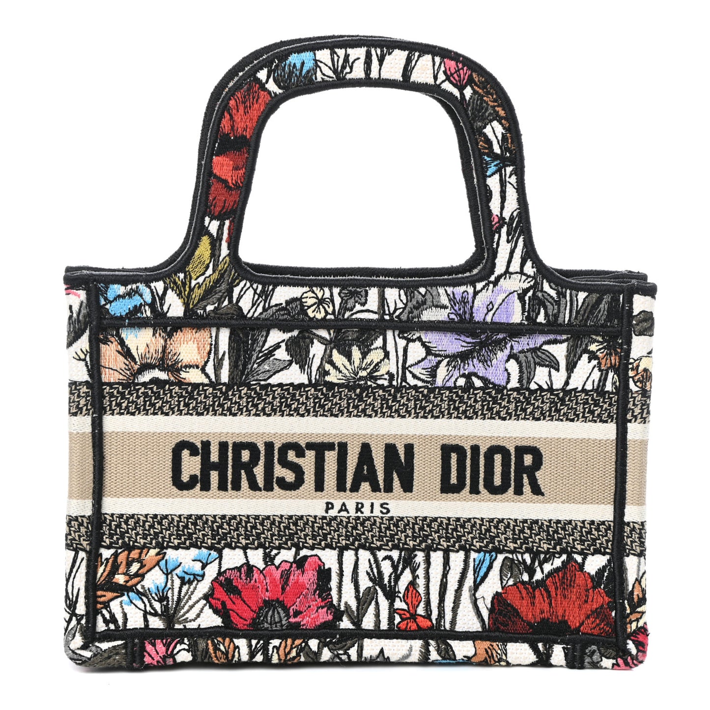 Canvas Embroidered Mille Fleurs Mini Book Tote Multicolor
