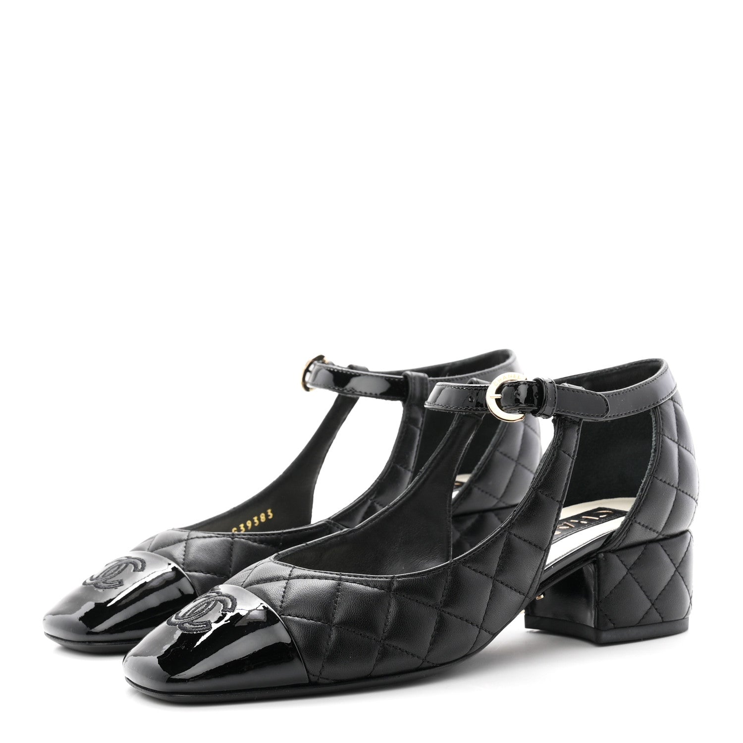 Chanel Lambskin Patent Quilted Cap Toe Mary Jane Flats 36 Black 4 of 10