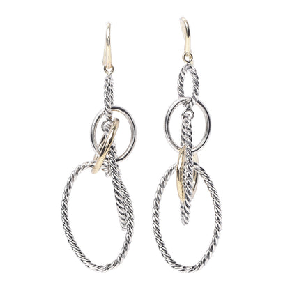 David Yurman Sterling Silver 18K Yellow Gold Mobile Oval Drop Earrings 1 of 4