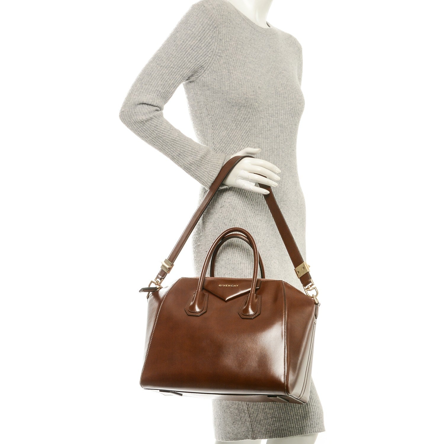 Givenchy Shiny Lord Calfskin Medium Antigona Brown 2 of 9
