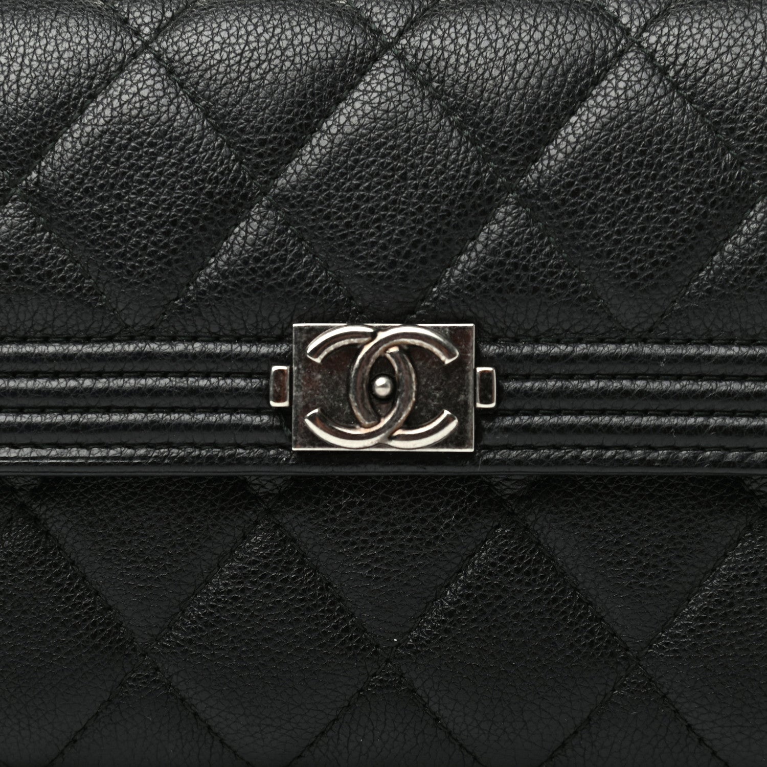 Chanel Calfskin Quilted Large Boy Gusset Flap Wallet Black 9 of 10
