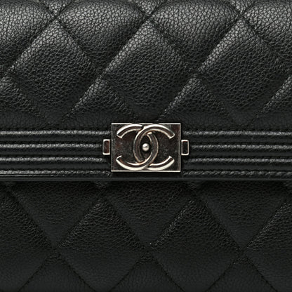 Chanel Calfskin Quilted Large Boy Gusset Flap Wallet Black 9 of 10