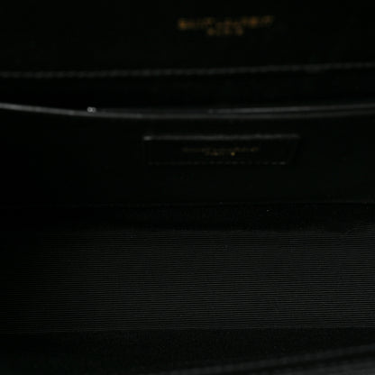 Saint Laurent Grain De Poudre Textured Mixed Matelasse Triquilt Medium Monogram Satchel Black 5 of 8