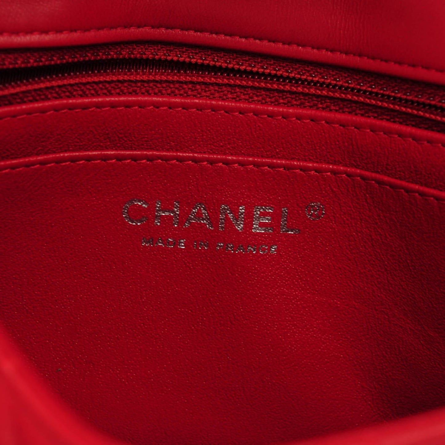 Lambskin Quilted Mini Rectangular Flap Red