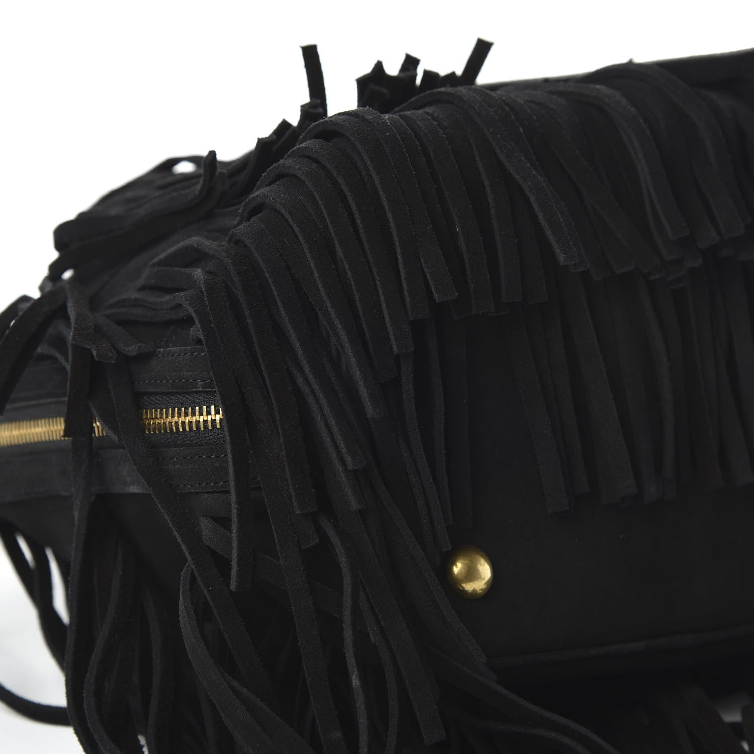 Saint Laurent Suede Calfskin Small Emmanuelle Fringe Bucket Bag Black 6 of 11