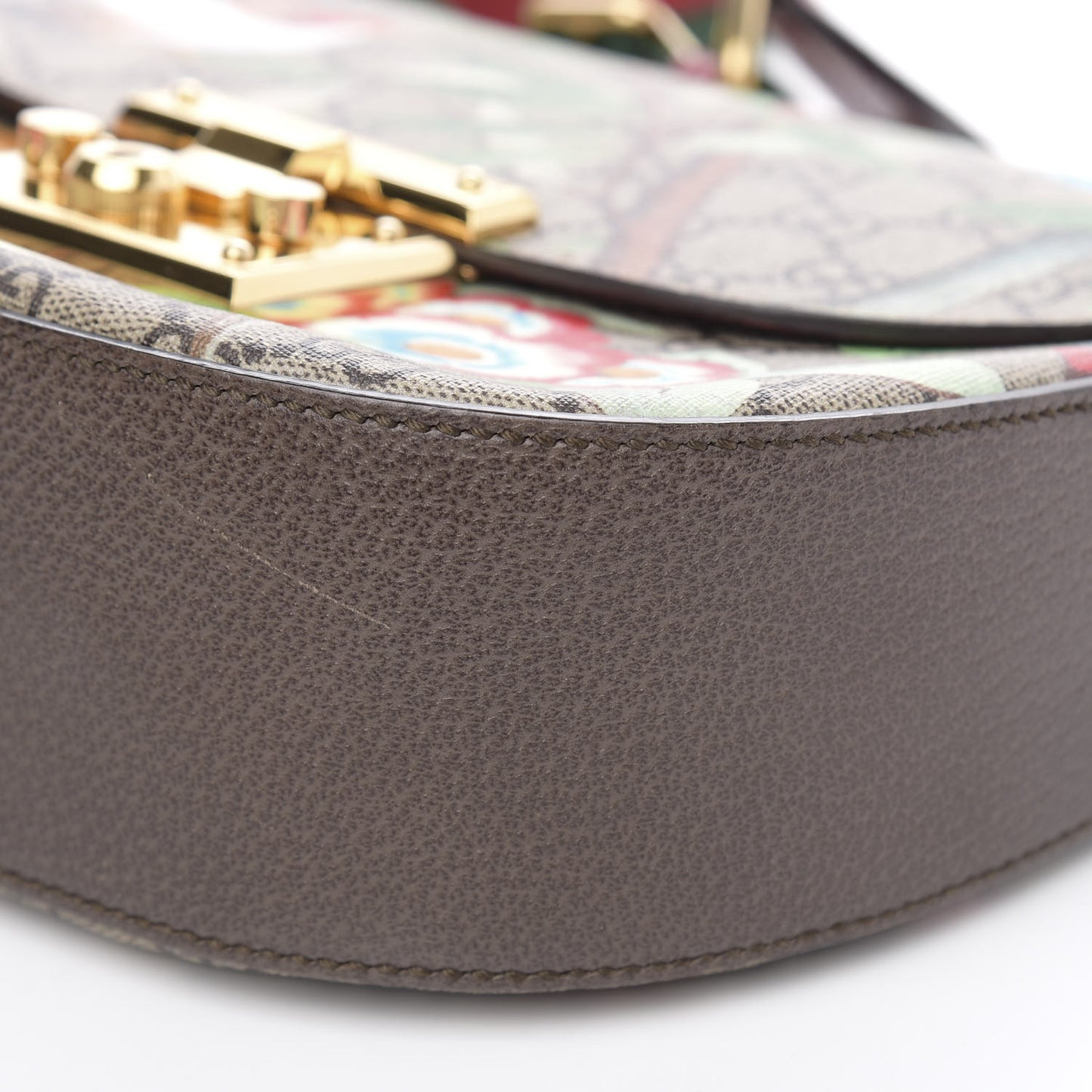 GG Supreme Monogram Tian Web Medium Padlock Messenger Shoulder Bag Beige Multicolor New Acero