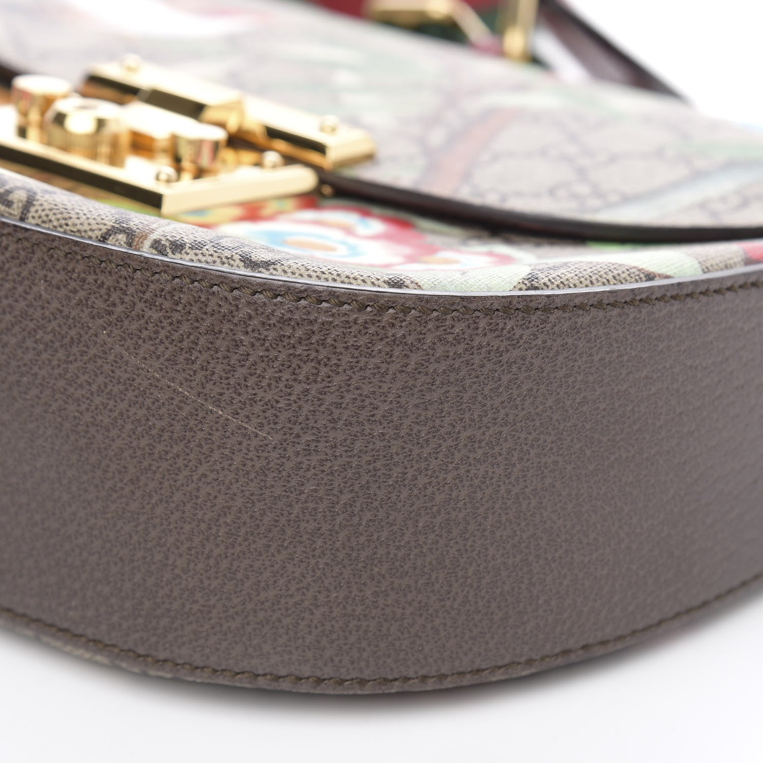 Gucci GG Supreme Monogram Tian Web Medium Padlock Messenger Shoulder Bag Beige Multicolor New Acero 9 of 11