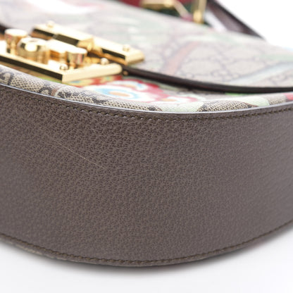 Gucci GG Supreme Monogram Tian Web Medium Padlock Messenger Shoulder Bag Beige Multicolor New Acero 9 of 11