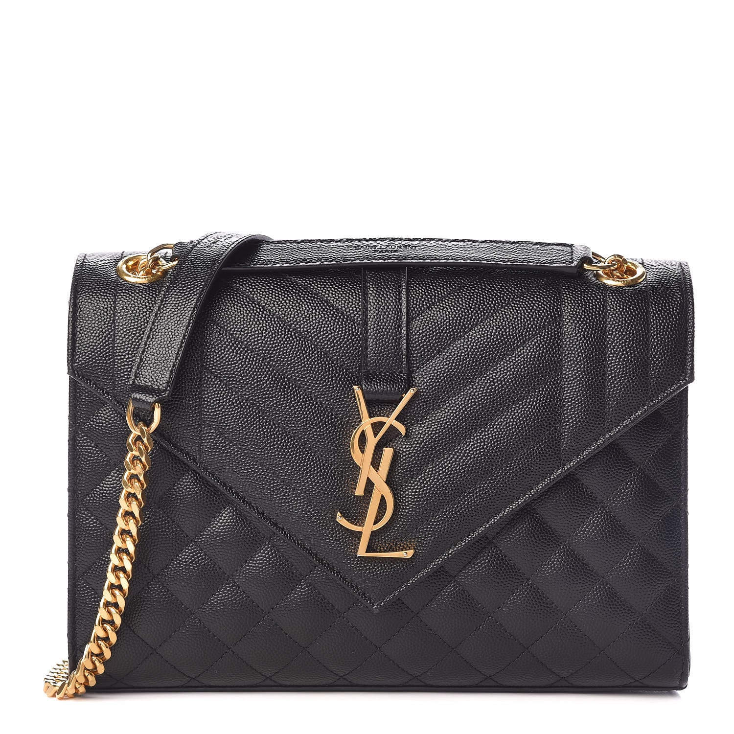 Saint Laurent Grain De Poudre Textured Mixed Matelasse Triquilt Medium Monogram Satchel Black 1 of 11