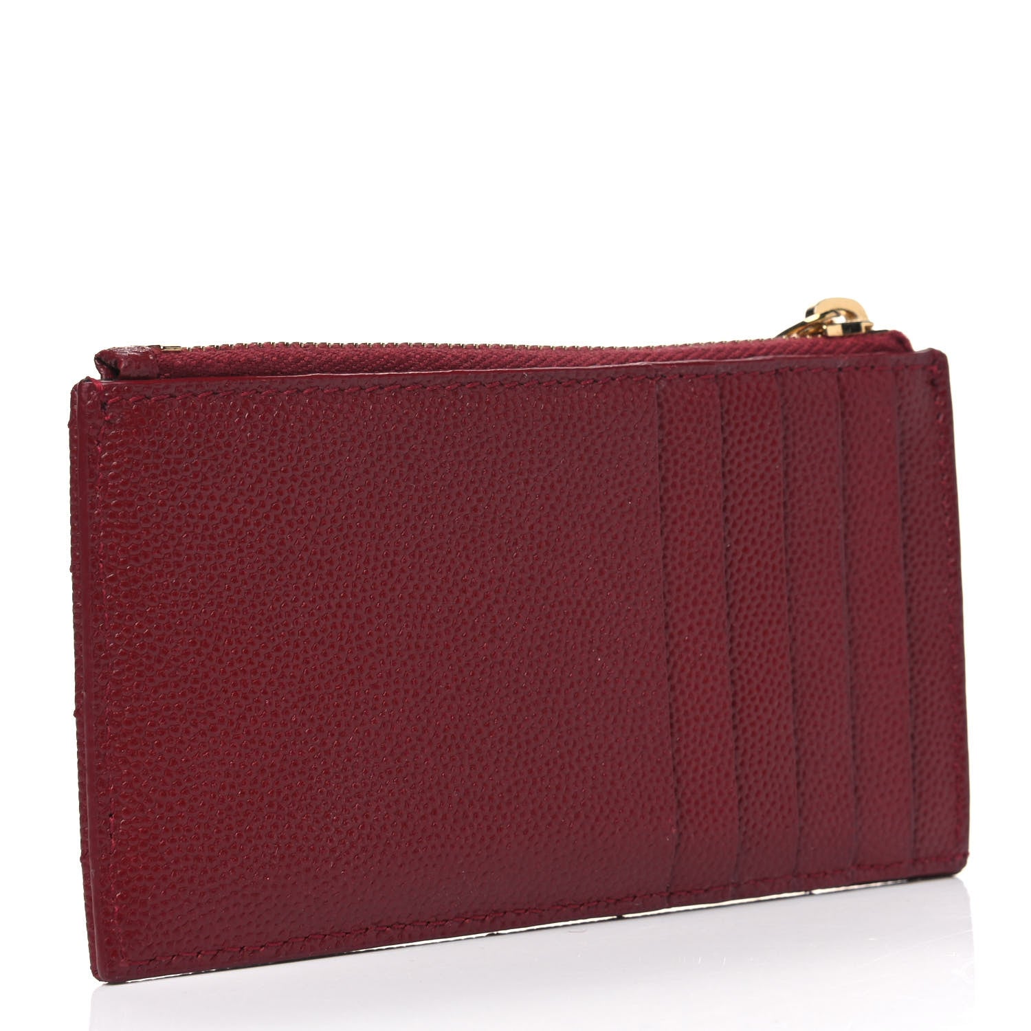 Saint Laurent Grain De Poudre Matelasse Chevron Monogram Fragments Zippered Card Case Opyum Red 2 of 9