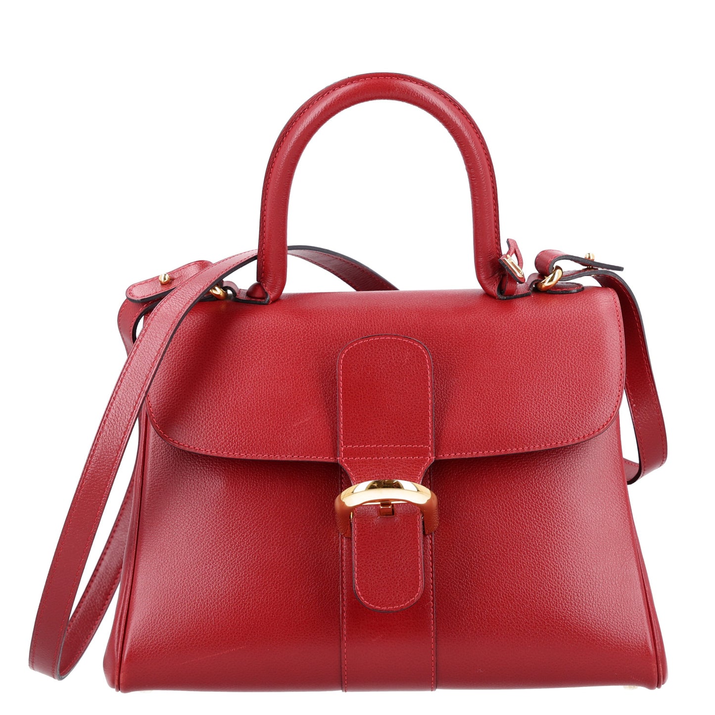 Grained Calfskin MM Brillant Satchel Red