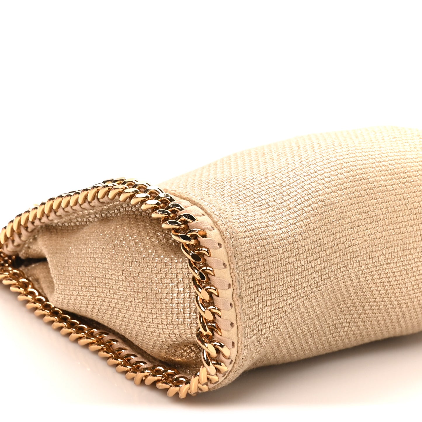 Metallic Woven Boucle Mini Fold Over Falabella Tote Gold