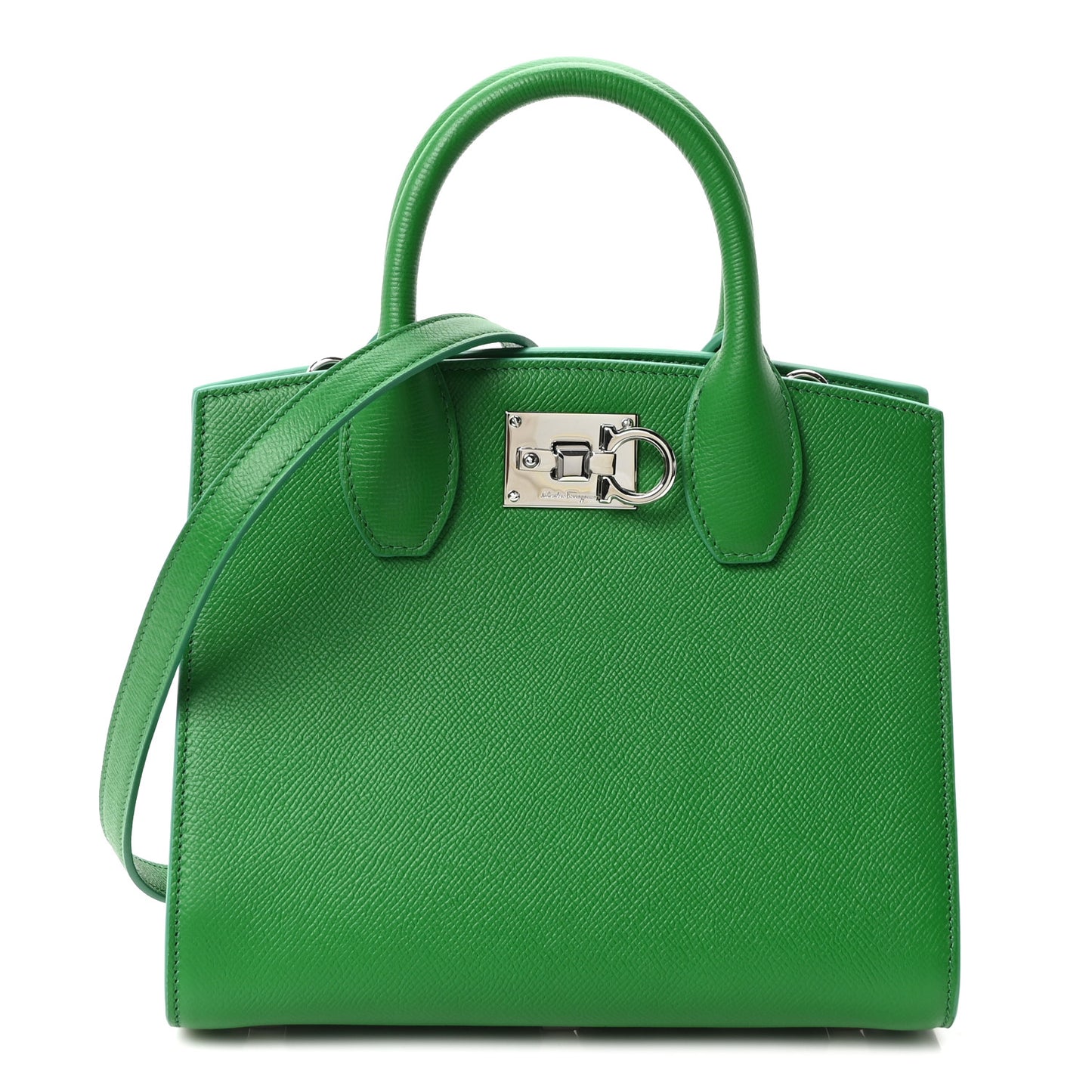Hammered Calfskin Small The Studio Box Bag Green