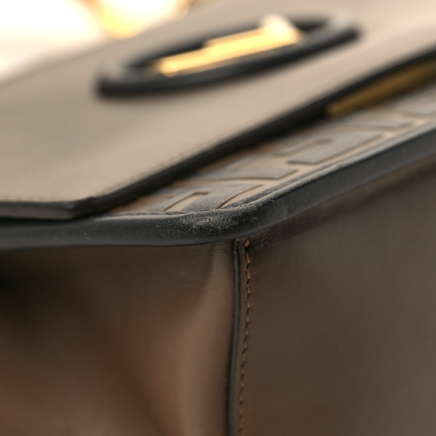 Vitello Century F is Fendi Bi-Color FF 1974 Embossed Kan I Shoulder Bag Maya Black