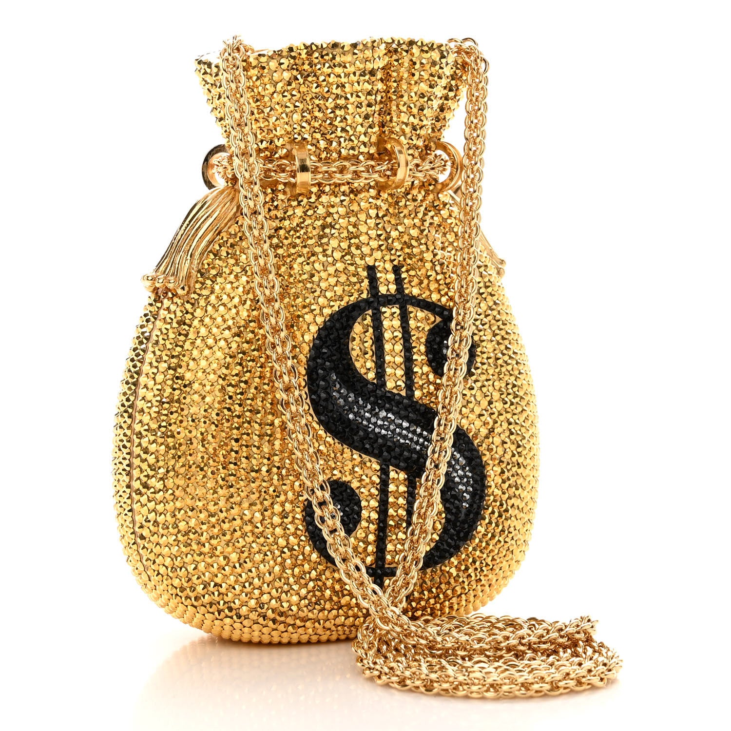 Judith Leiber Crystal Money Bags Minaudiere Clutch Gold 3 of 12