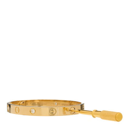 Cartier 18K Yellow Gold 4 Diamond LOVE Bracelet 16 7 of 8