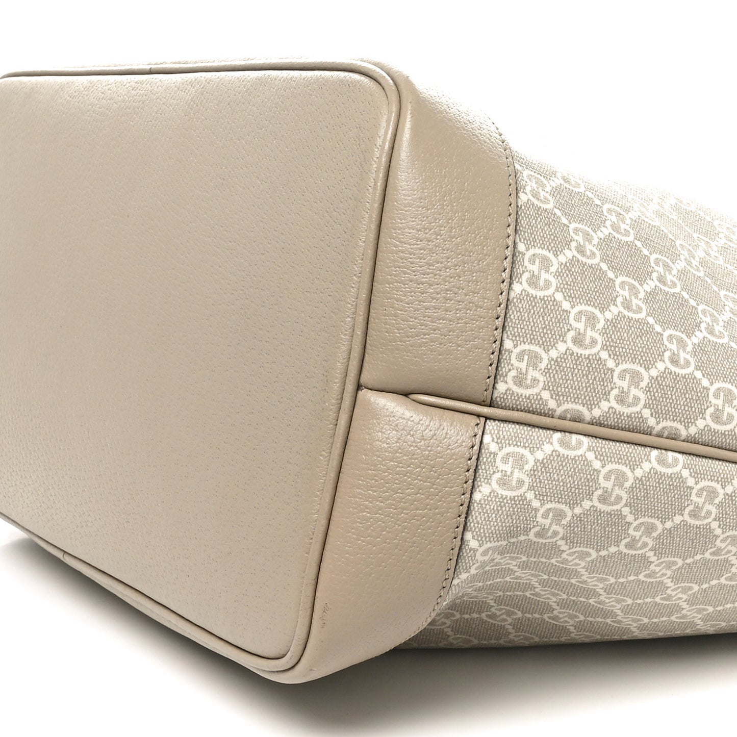 GG Supreme Monogram Textured Dollar Calfskin Web Large Ophidia Tote Beige  Mystic White Oatmeal