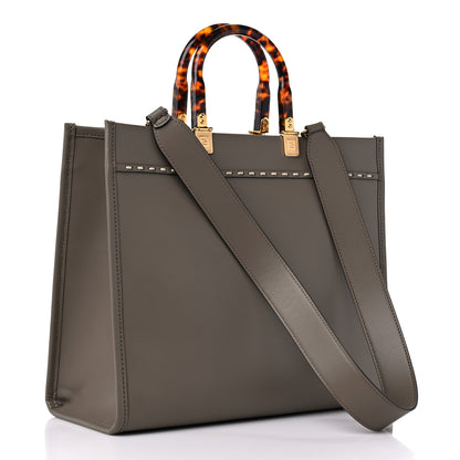 Fendi Vitello King Plexiglass Elaphe Python Print Logo Medium Fendi Sunshine Shopper Tote Tartufo Daisy Roccia 3 of 9