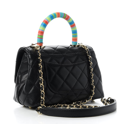 Chanel Goatskin Quilted Rainbow Extra Mini Coco Handle Flap Black 3 of 10