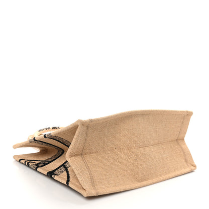 Christian Dior Canvas Jute Embroidered Medium Book Tote Black Beige 4 of 10