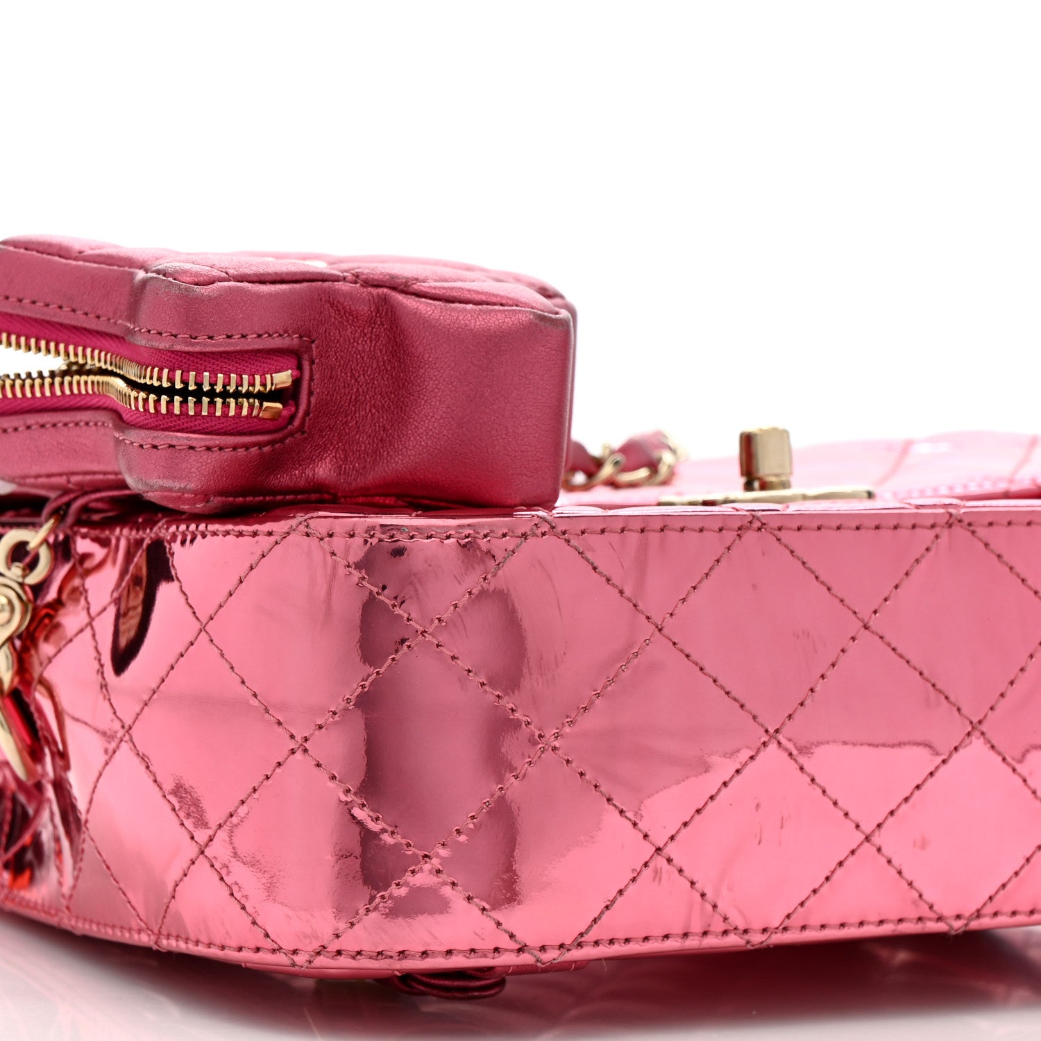 Chanel Mirror Calfskin Metallic Calfskin Quilted Hollywood Boulevard Backpack Pink 9 of 15