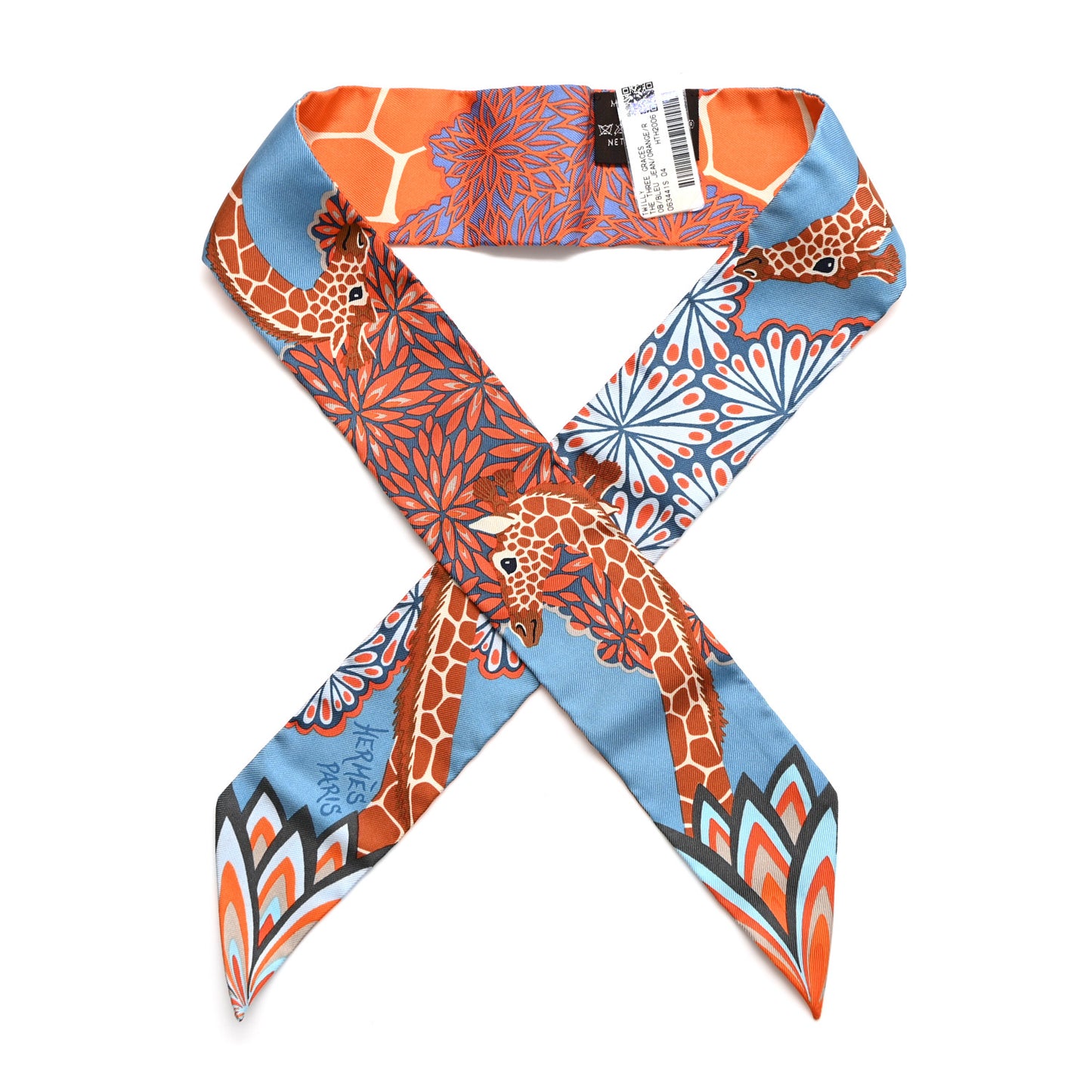 Silk The Three Graces Twilly Bleu Jean Orange Rouille