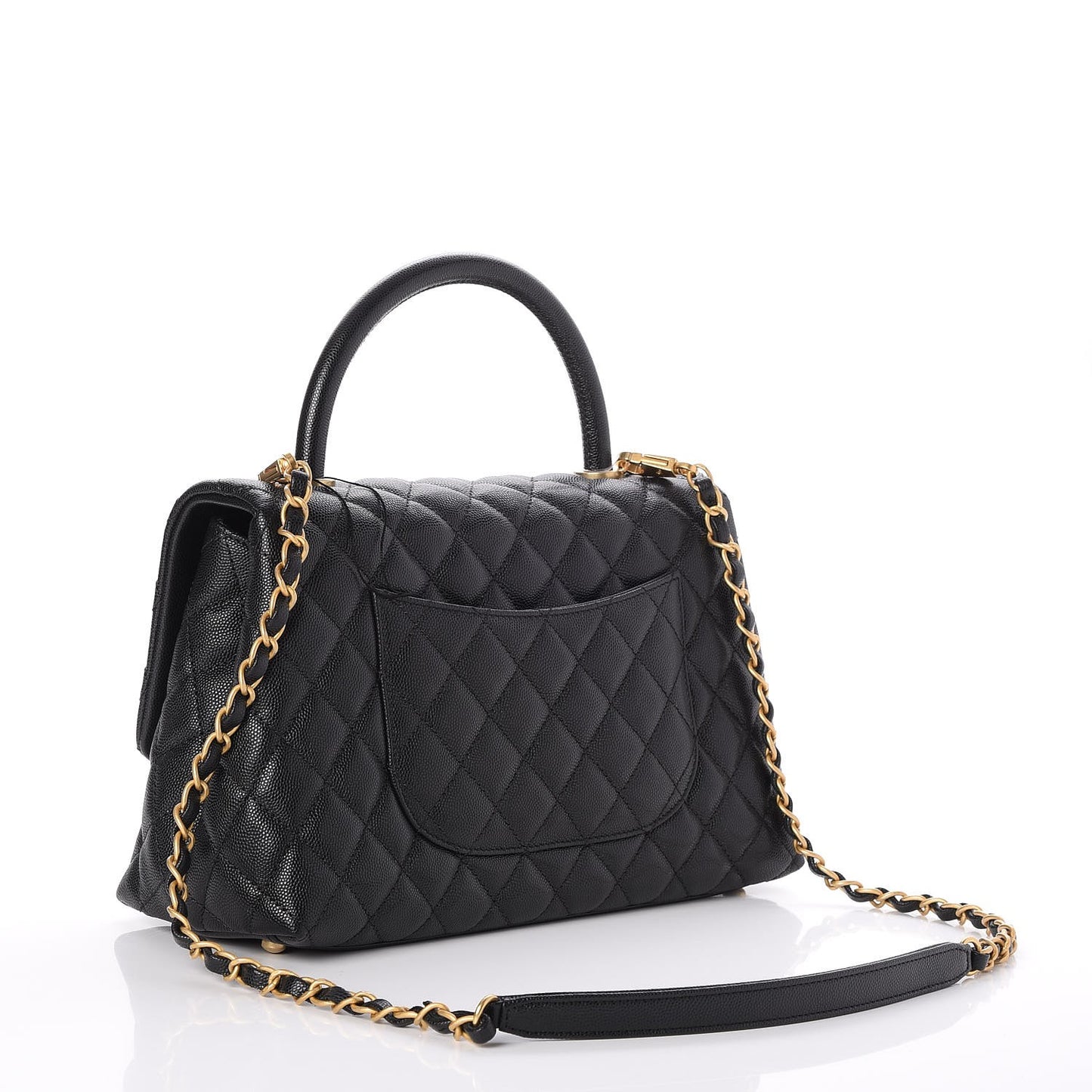 Caviar Quilted Small Coco Handle Flap Black