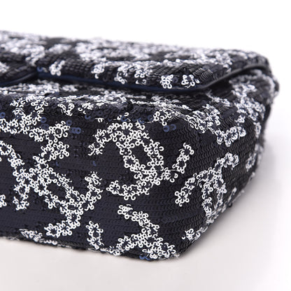 Chanel Lambskin Sequins Medium Single Flap Navy Blue White 9 of 9