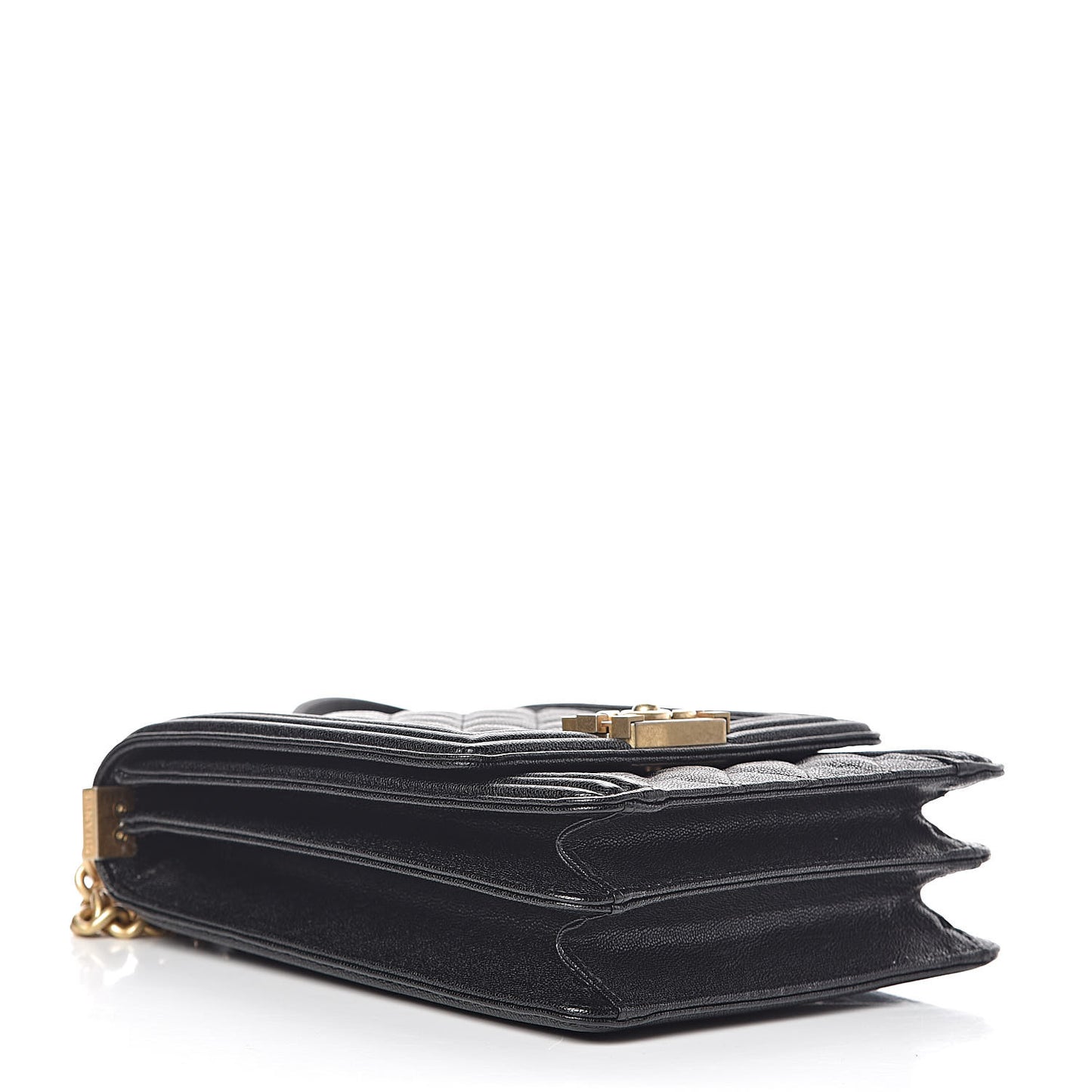 Caviar Quilted North South Boy Flap Black