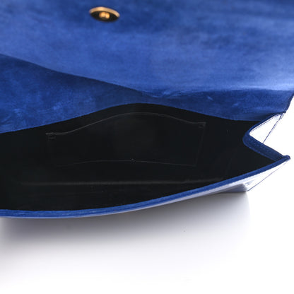 Saint Laurent Patent Calfskin Monogram Large Belle De Jour Clutch Royal Blue 5 of 12