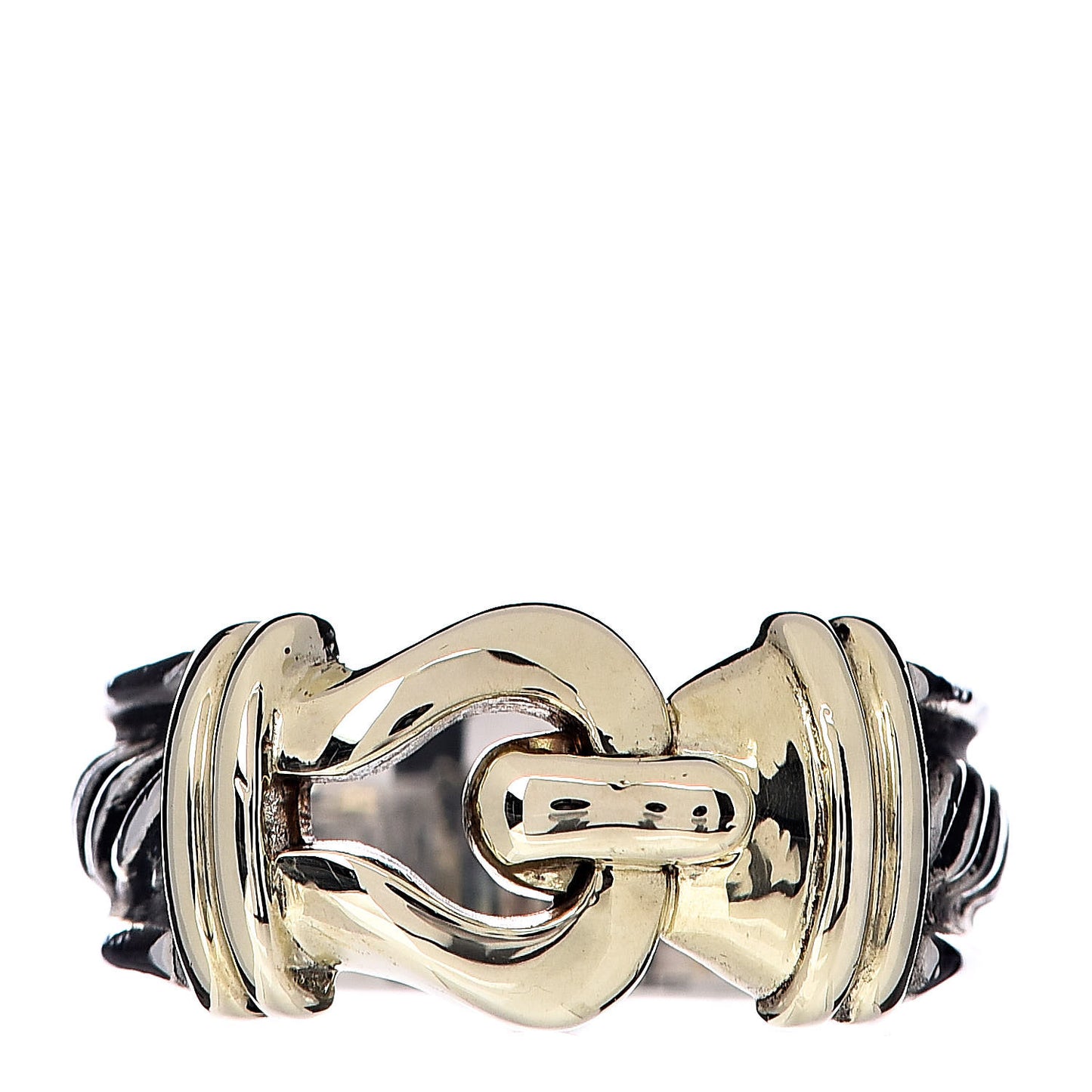 Sterling Silver 14K Yellow Gold Cable Hook Band Ring 51 5.75