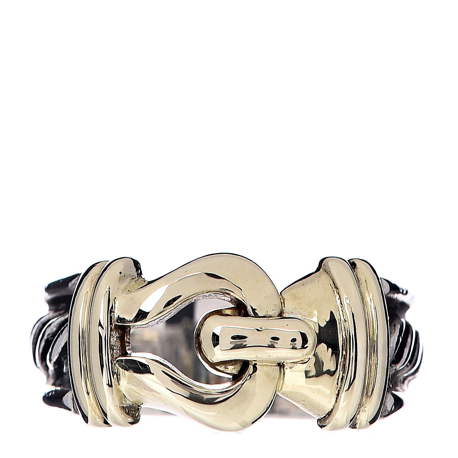 David Yurman Sterling Silver 14K Yellow Gold Cable Hook Band Ring 51 5.75 1 of 6