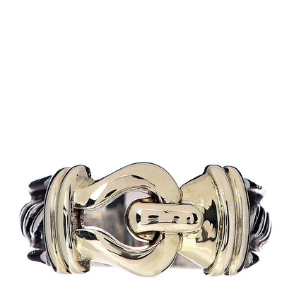 David Yurman Sterling Silver 14K Yellow Gold Cable Hook Band Ring 51 5.75 1 of 6